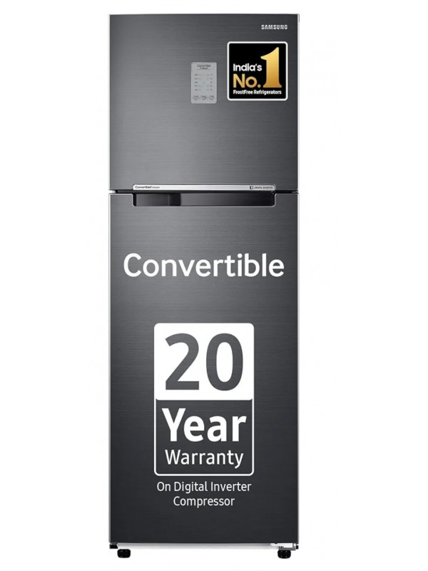 Refrigerator: Samsung 256 L, 3 Star, Convertible, Digital Inverter, with Display Frost Free Double Door Refrigerator (RT30C3733BX/HL, Luxe Black, 2023 Model)